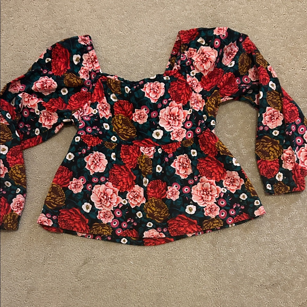 Old Navy Floral Girl’s  Blouse - Red, Pink, and Brown